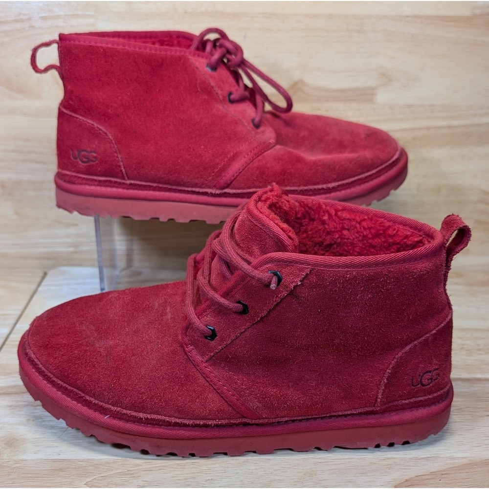 UGG Neumel Red Suede Lace Up Chukka‎ Boots Mens 10 S/N 3236